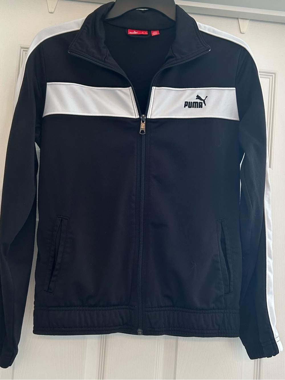 Puma Black and White Athletic Zip-Front Jacket Women’s Size M